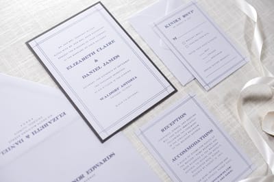 modern and elegant wedding invitation in cool grey and dark grey shimmer - chicago wedding invitations