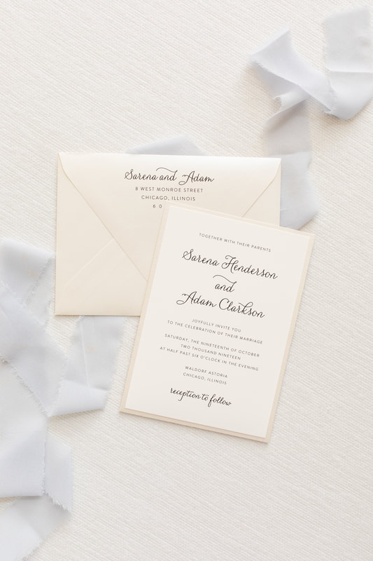 elegant and formal panel pocket wedding invitation in opal shimmer ...